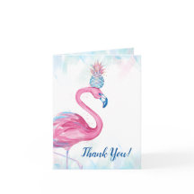 Blauw Goud Roze Flamingo Ananas Bedankt Kaarten