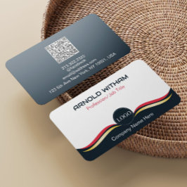 Blauw, Goud, Roze Modern Professionele QR-code Visitekaartje