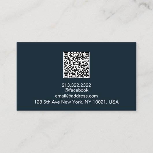 Blauw, Goud, Roze Moderne Professionele QR Code Visitekaartje (Achterkant)