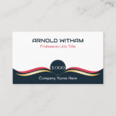 Blauw, Goud, Roze Moderne Professionele QR Code Visitekaartje (Voorkant)