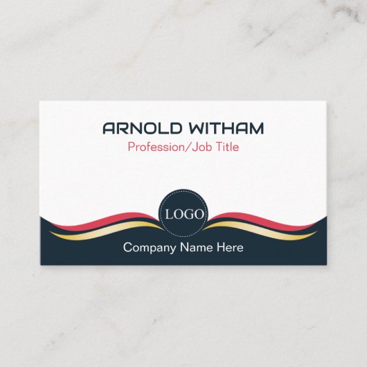 Blauw, Goud, Roze Moderne Professionele QR Code Visitekaartje