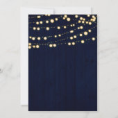 Blauw Goud Rustieke Hout & Lichten Bruidsdouche Kaart (Achterkant)