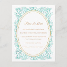   Blauw & Goud Save the Date Aankondigingskaart