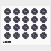 Blauw Goud Schattig Prettige Feestdagen Prettig Ke Ronde Sticker (Vel)