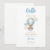 Blauw Goud Schattige Baby Jongensdouche Kaart (Voorkant / Achterkant)