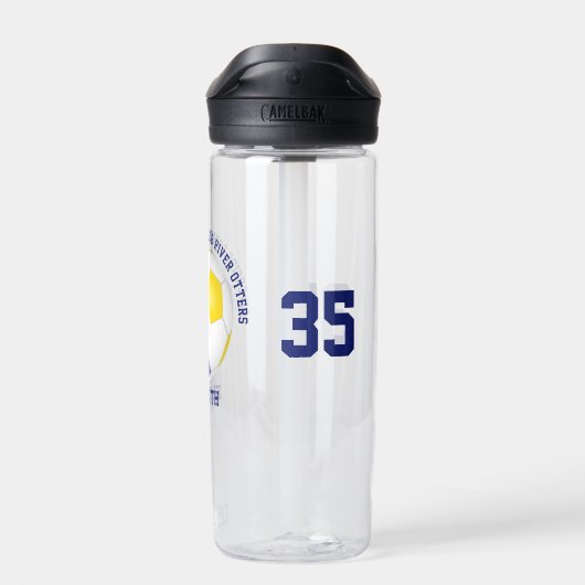 Blauw Goud School Club Team Kleuren Custom Voetbal Waterfles (Achterkant)