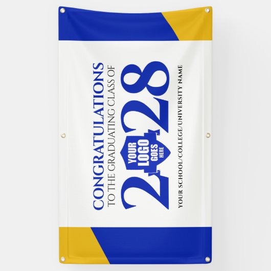 Blauw Goud School College Afstuderen Klasse Spandoek (Verticaal)