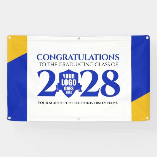 Blauw Goud School College Afstuderen Klasse Spandoek (Horizontaal)
