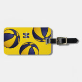 blauw goud school kleuren basketbal tas bagagelabel (Voorkant horizontaal)