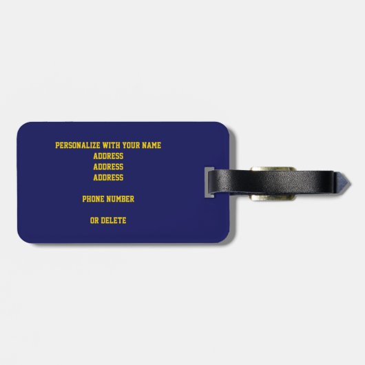 blauw goud school kleuren basketbal tas bagagelabel (Achterkant horizontaal)