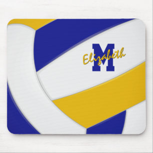 blauw goud schoolkleuren volleybal teamgeest muismat