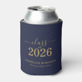 Blauw Goud Script Klas van 2026 Afstudeerfeest Blikjeskoeler (Blikje Voorkant)