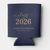 Blauw Goud Script Klas van 2026 Afstudeerfeest Blikjeskoeler (Voorkant)