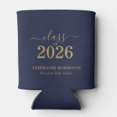 Blauw Goud Script Klas van 2026 Afstudeerfeest Blikjeskoeler (Achterkant)