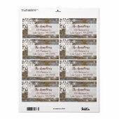 Blauw Goud Sneeuwvlok en Houten Kerstmis of Feestd Etiket (Full Sheet)