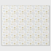 Blauw & Goud Sneeuwvlok Winter Wrapping Paper Cadeaupapier (Vlak)