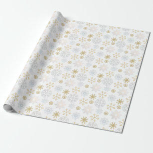 Blauw & Goud Sneeuwvlok Winter Wrapping Paper Cadeaupapier