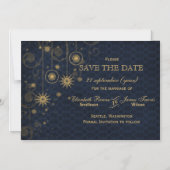 Blauw goud Snowflakes Winter behalve datum Magnetische Uitnodiging (Voorkant)