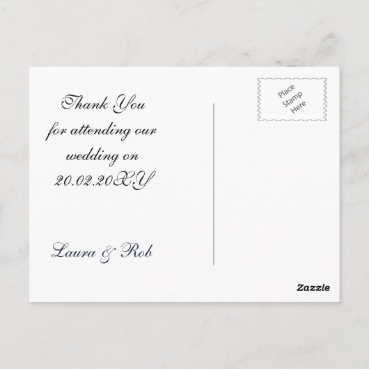 Blauw goud Snowflakes Winter bruiloft Dank u Briefkaart (Achterkant)