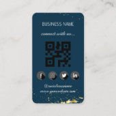 Blauw goud - Sociale media QR-code Visitekaartje (Voorkant)
