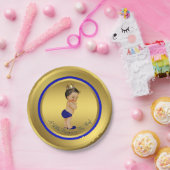 Blauw Goud Spaans Etnisch Prince Baby shower Papieren Bordje (Feest)