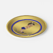 Blauw Goud Spaans Etnisch Prince Baby shower Papieren Bordje (Gekanteld)