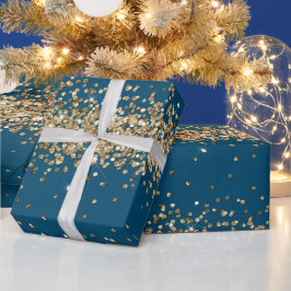 Blauw Goud Sparkle Glitter Cadeaupapier