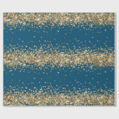 Blauw Goud Sparkle Glitter Cadeaupapier (Vlak)