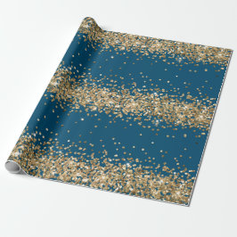 Blauw Goud Sparkle Glitter Cadeaupapier