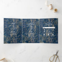 Blauw Goud Spat Modern Drie-delig Huwelijksprogram