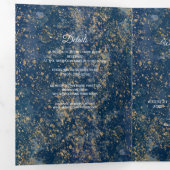 Blauw Goud Spat Modern Drie-delig Huwelijksprogram Drieluik Uitnodiging (Binnenzijde eerst)