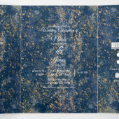 Blauw Goud Spat Modern Drie-delig Huwelijksprogram Drieluik Uitnodiging (Binnenkant midden)