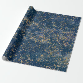 Blauw & Goud Spatglans Modern Cadeaupapier
