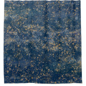 Blauw & Goud Spatglans Modern Douchegordijn (Voorkant)