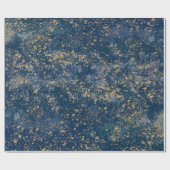 Blauw & Goud Spatten Glam Modern Cadeaupapier (Vlak)