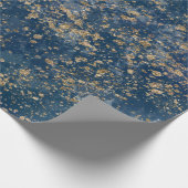 Blauw & Goud Spatten Glam Modern Cadeaupapier (Hoek)