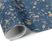 Blauw & Goud Spatten Glam Modern Cadeaupapier (Rol Hoek)