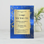Blauw goud sprankelende oudejaarsavond kaart (Staand voorkant)
