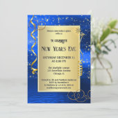 Blauw goud sprankelende oudejaarsavond kaart (Staand voorkant)