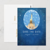 Blauw Goud Sprookje Kasteel Prinses Sparkle Briefkaart (Voorkant / Achterkant)