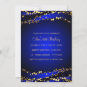Blauw & Goud Stardust Sweet 16 Uitnodiging (Achterkant)