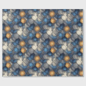 Blauw & Goud Stedelijke Hex Wrap Cadeaupapier (Vlak)