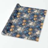 Blauw & Goud Stedelijke Hex Wrap Cadeaupapier (Uitgerold)