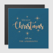 Blauw Goud Sterren Typografie Naam Prettig Kerstfe (Voorkant / Achterkant)