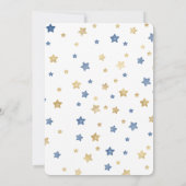 Blauw Goud Sterren Wit Baby shower Kaart (Achterkant)