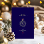 Blauw & Goud Stijlvolle Chic Vrolijke Kerst Folie Feestdagenkaart<br><div class="desc">Perfect om te delen met vrienden,  familie en collega's,  het elegante ontwerp en het moderne kleurenpalet maken het ideaal voor diegenen die een chique en verfijnde stijl waarderen. Voeg een onvergetelijke,  feestelijke touch toe aan uw seizoenswensen met deze tijdloze vakantiepas!</div>