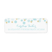 Blauw Goud Stippen Baby shower Adreslabel Etiket (Voorkant)