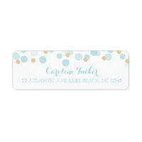Blauw Goud Stippen Baby shower Adreslabel