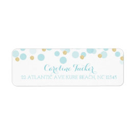 Blauw Goud Stippen Baby shower Adreslabel Etiket
