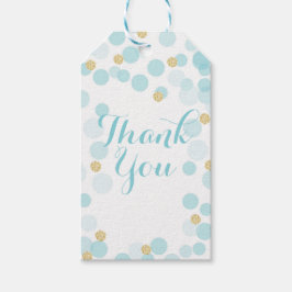 Blauw Goud Stippen Baby shower Gift Label Cadeaulabel